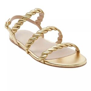 STUART WEITZMAN
Gold Twistie Flat Sandals- Luxury